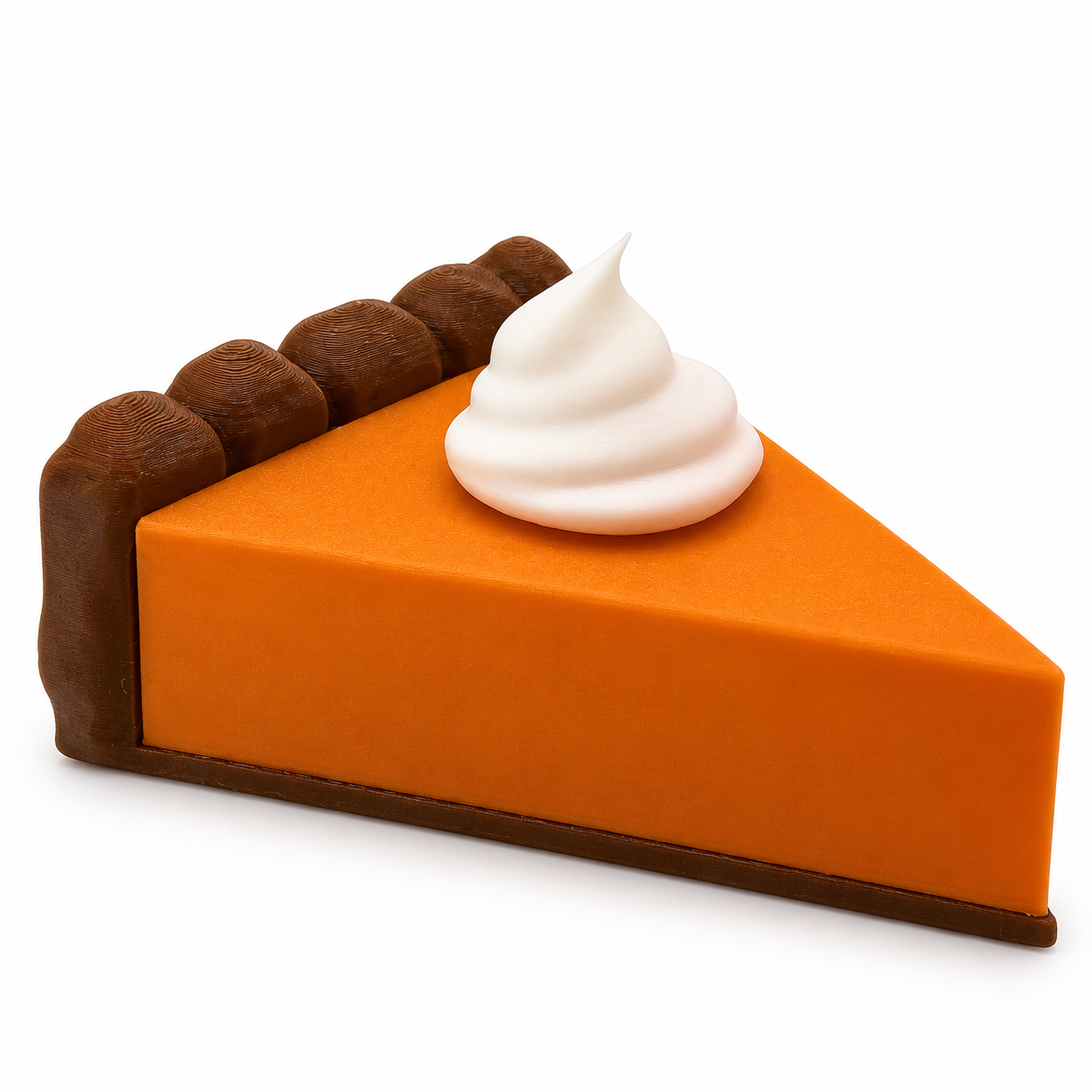 Side view of the pumpkin pie light on a white background.